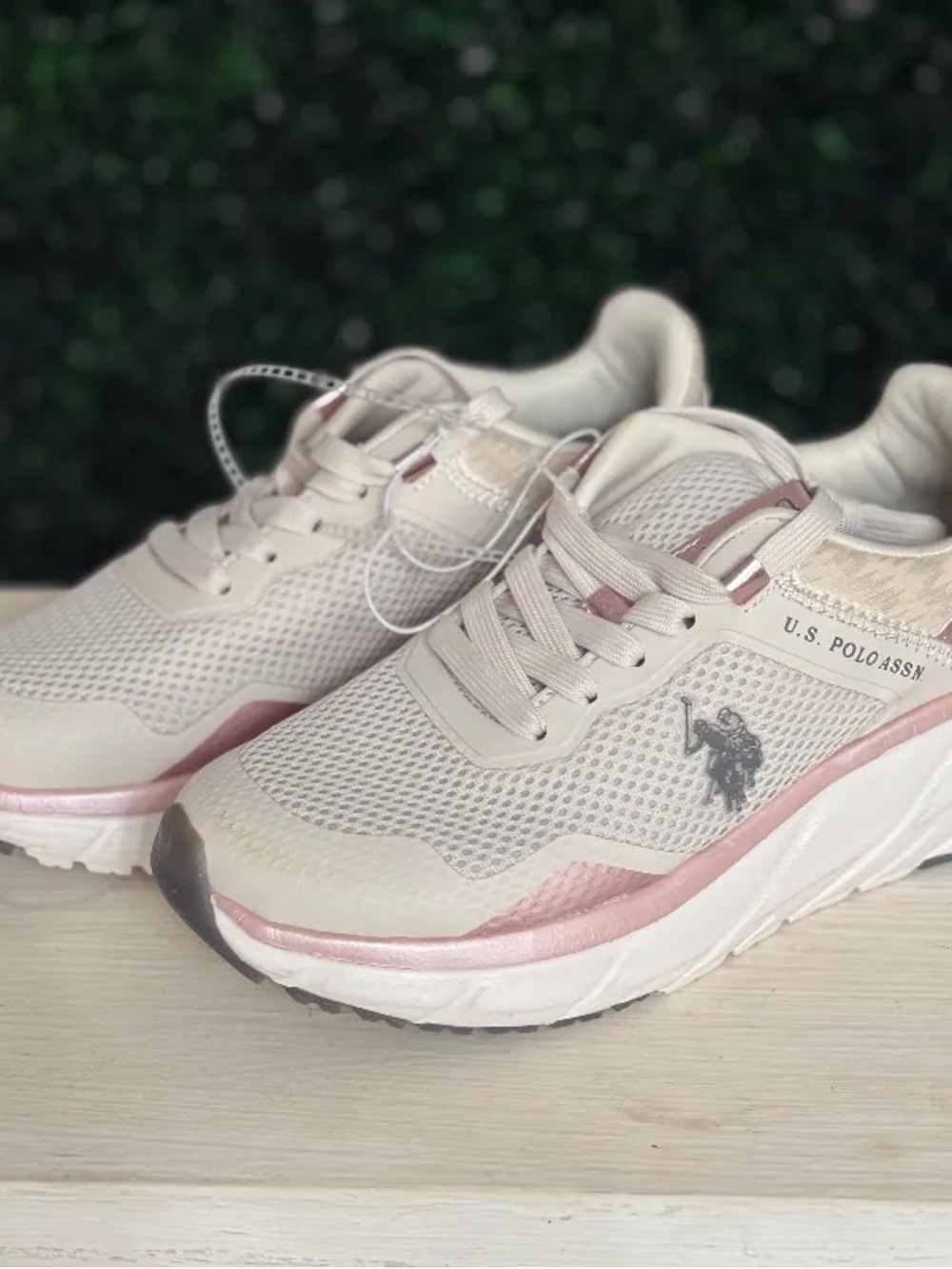 U.S. Polo Assn. Women's Athletic Sneakers in Pale Pink and Cream